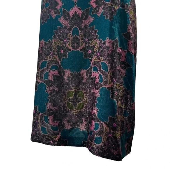 Sundance Nomi Teal Floral Velvet Mini Dress Small - Picture 4 of 8